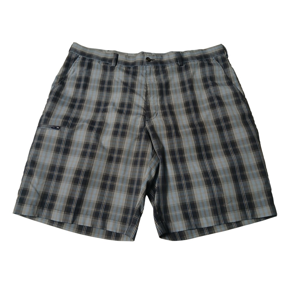 Grand Slam Mens Plaid Golf Shorts Blue Grey Black Size 40 Performance Activewear